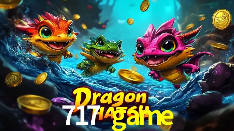 Arte promocional do jogo Dragon Hatch com três adoráveis dragões bebês nadando entre moedas de ouro, um dos slots mais divertidos para jogar no cassino 717 game.