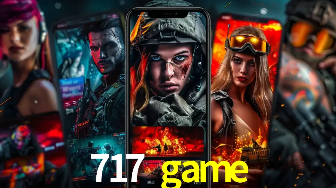 Montagem de telas de celular mostrando diversos personagens, masculinos e femininos, de um jogo de tiro, ilustrando a diversidade de equipes de e-sports para apostar no 717 game.