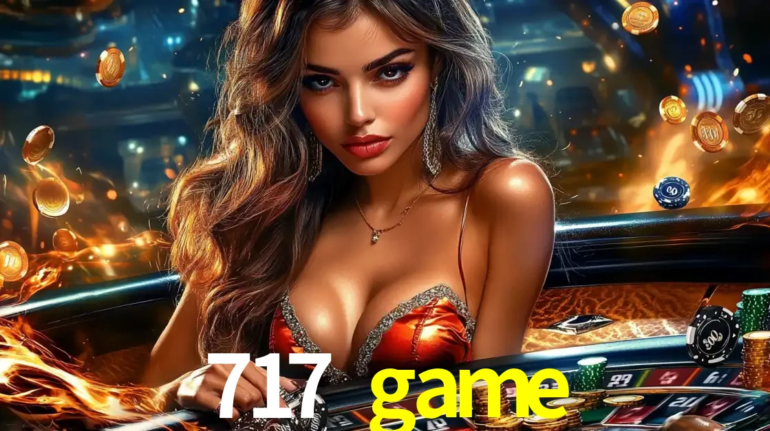 Mulher glamourosa em uma mesa de roleta com um fundo de chamas e moedas voadoras, pronta para fazer sua aposta e ganhar grandes prêmios no cassino ao vivo 717 game.